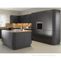 Grey Glossy Lacquer Acrylic Kitchen Cabinet With Island